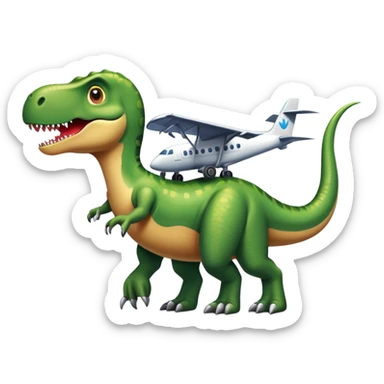 Crea un dinosaurio con el cuerpo de un avión  sticker