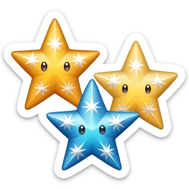 three simple sparkle stars, each star has a different fabric pattern sticker