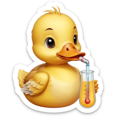 Make a duckling that is sick and has a thermometer in his mouth sticker