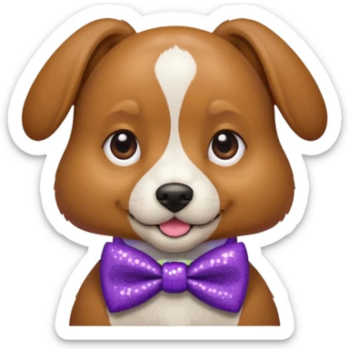 Cachorro adulto com gravata roxa com glitter sticker