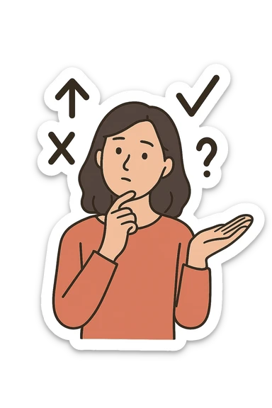 Donna che sta scegliendo integrazione sticker