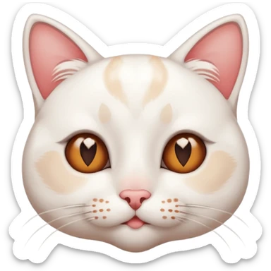 gato blanco con pocas manchitas marrones con corazones sobre los ojos  sticker