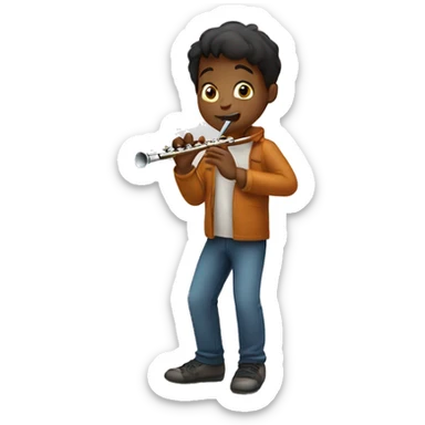 A boy playing the flute sticker