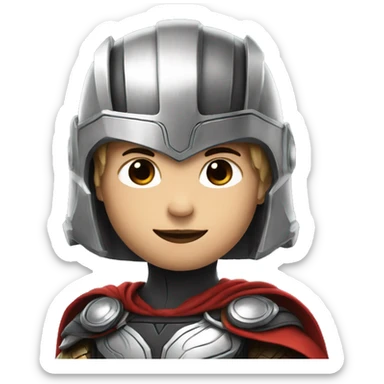 kid with thor helmet and heart eyes sticker