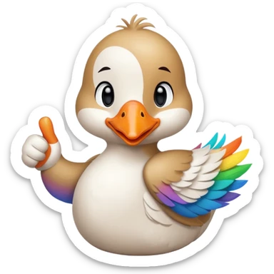 a chibi style {adult goose} giving a thumbs up sticker