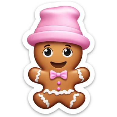 Cute gingerbread with a baby pink hat  sticker