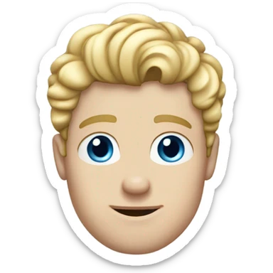 short curl blonde 30yo man blue eyed pale skin raised hand sticker