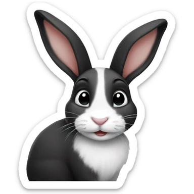 Black and white bunny sticker