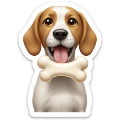 Emoji with half a dog bone in it’s mouth sticker