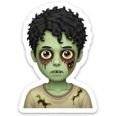 A boy zombie with black curly hair  sticker
