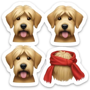 Real President Donald trump with a wheaten terrier wearing a red bandana sticker