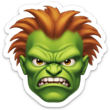 Blanka from street fighter with two heads sticker