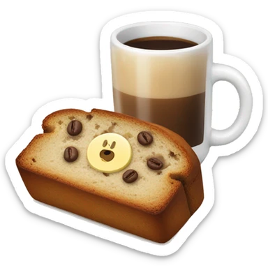 cute banana bread with coffe sticker