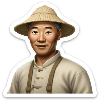 photorealistic Chinese peasant 1960s sticker