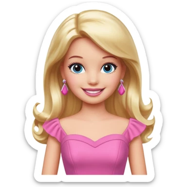 barbie wear pink dress sticker