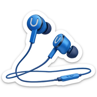 blue wired earbuds sticker