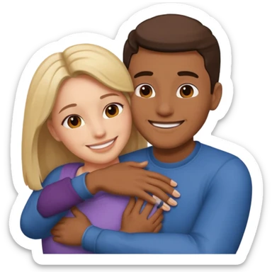 Two people hugging facing each other, one male one female sticker