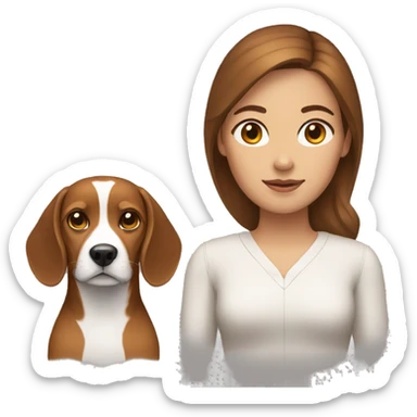A woman with brown-hair, brown eyes and a beagle dog! sticker