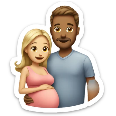 A pregnant woman with her husband  sticker