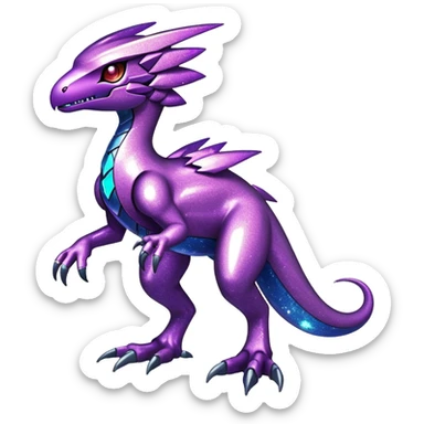 Shiny Sparkly Glittery Nebula Futuristic Fakemon-Pokemon-Digimon-Spectrobes-Raptor-fusion, full body sticker