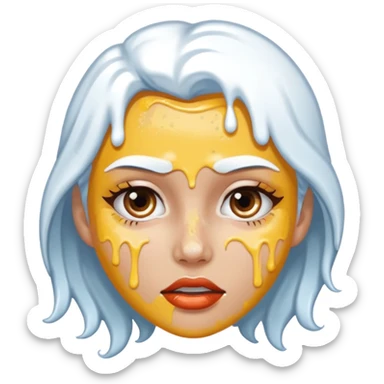 white icing on woman just on the mouth and eye area more splattered not in the hair sticker