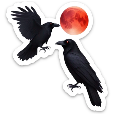 Raven and a red moon  sticker