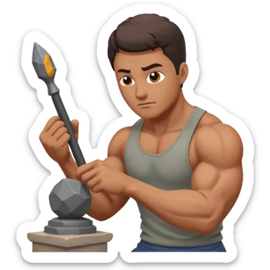 a sculptor during sculpting rock sticker