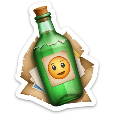 Message letter paper in green Bottle sticker