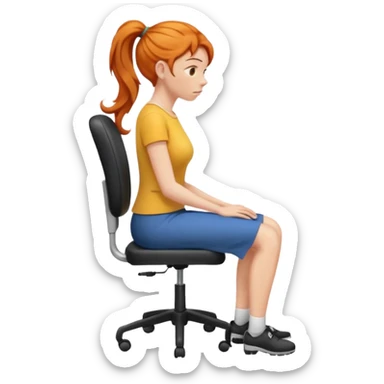 ginger woman with bad posture on chair from the side sticker