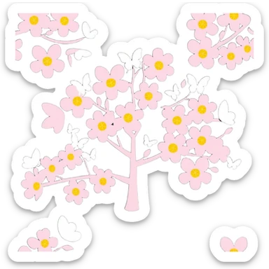 blooming tree with butterflies sticker