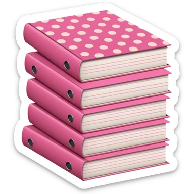 pink and brown polka dot files pile sticker