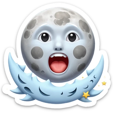 moon screaming silently while stars scatter sticker