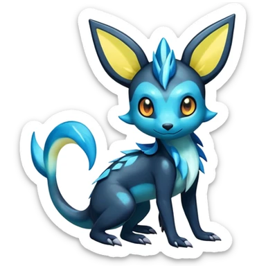 Colorful Dark Shiny Exotic Salandit-Aurorus-Glaceon-Umbreon-Fakémon-hybrid-creature (full body)  sticker