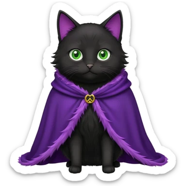 wblack cat in purple cloak sticker