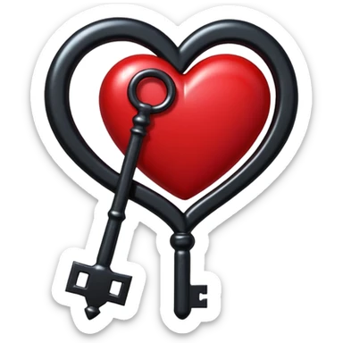 red heart with a gothic key and velvet ribbon, dark romance sticker