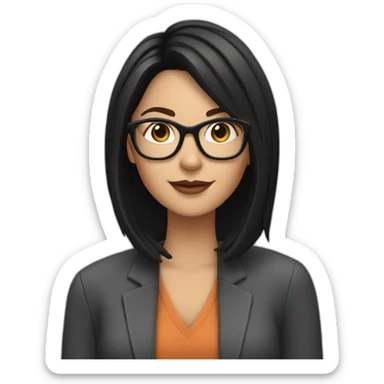 white girl with black hair midlength and glasses coaching online via her pc sticker