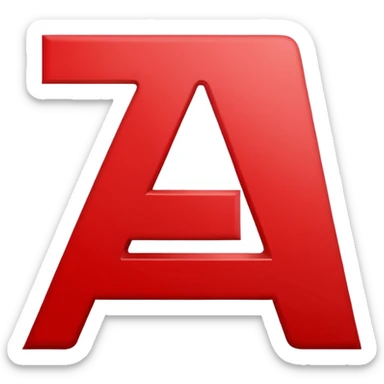 White text letter A in red square sticker