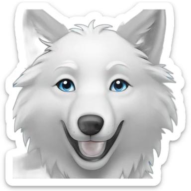 Happy White Wolf blue eyes sticker