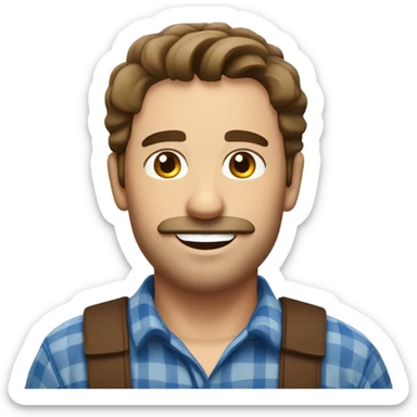 Male farmer, thin beard/mustache (brown hair and BLUE eyes) sticker