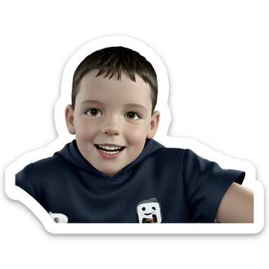 smiling boy in car interior sticker