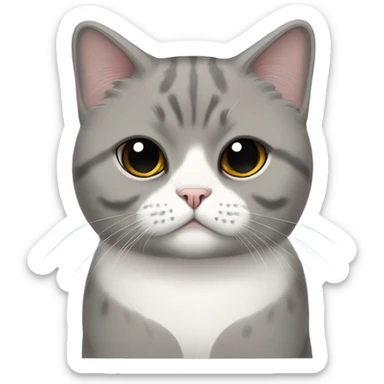 Scottish Fold cat. Black one aye and ears. One aye white.  sticker