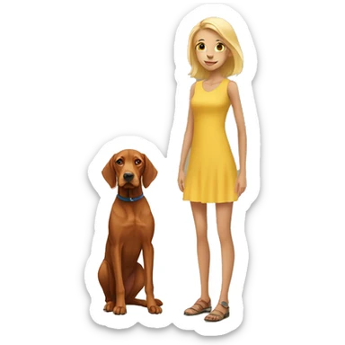 Two vizslas with skinny blonde girl sticker