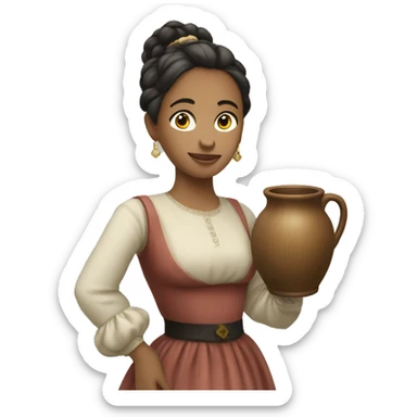 woman with pony tail wearing historic dress holding a pitcher sticker