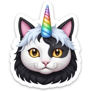 Black long haierd cat whit A unicorn horn sticker