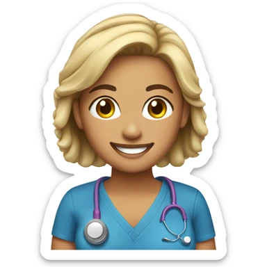 smiling girl with earrings in scrubs sticker