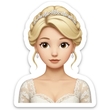 Chica blanca,pelorubi, pelo recogido, vestida novia invierno sticker