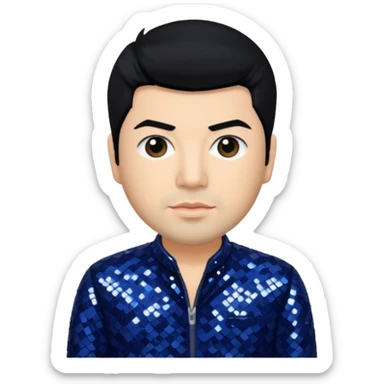 Chino Moreno with black hair, navy blue sequin outfit  sticker