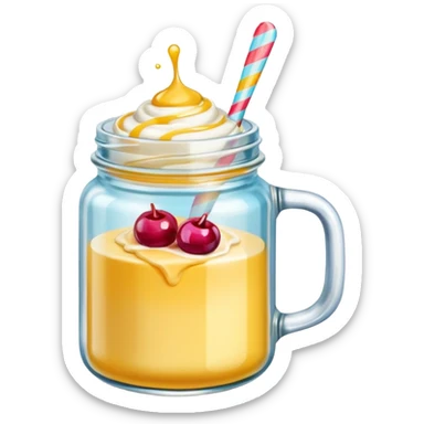 Una miniatura fotorrealista de una mantequilla corporal batida en un tarro de varios colores llamativos. Estilo: postre, arte, colores vibrantes. sticker