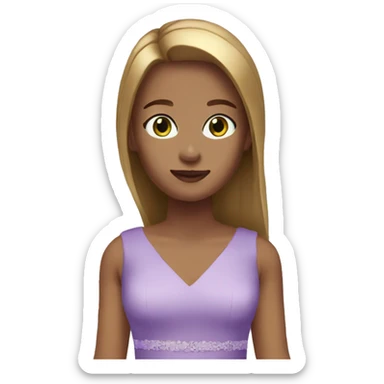 golden brown straight hair green eyes lavender dress sticker