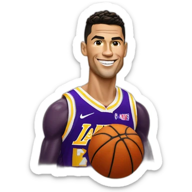Cristiano Ronaldo as a Basketball player with Lakers Jersey of lebron James signed  sticker